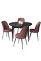 Hanah Home Juego de Mesa y Sillas de Comedor, Mármol Negro y Rosa Empolvado, Tablero de Partículas y Patas de Metal, 5 Piezas